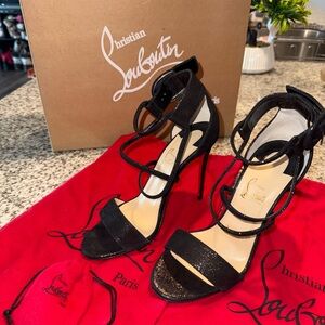 Christian Louboutin Elegant Black Strappy Heels (sparkly)